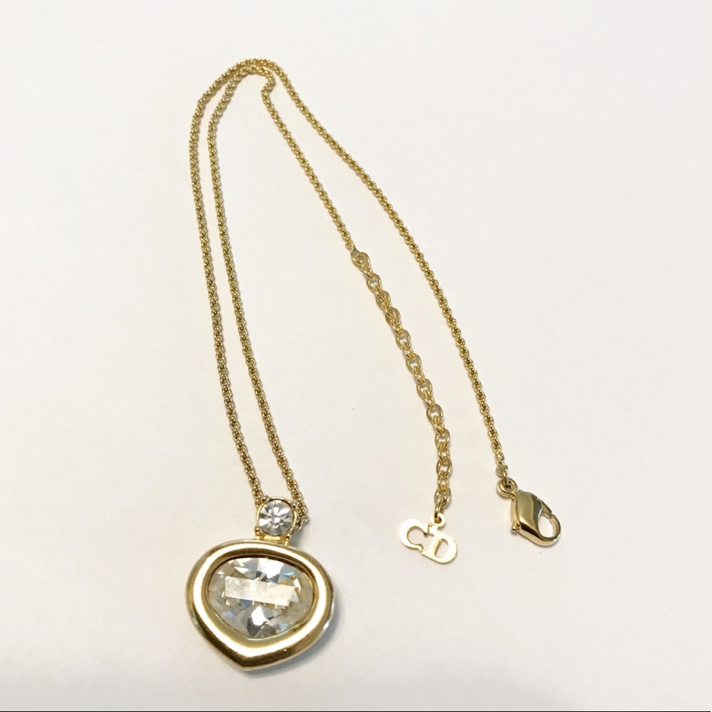 Christian Dior Gold Crystal Pendant Necklace - Picture 4 of 5